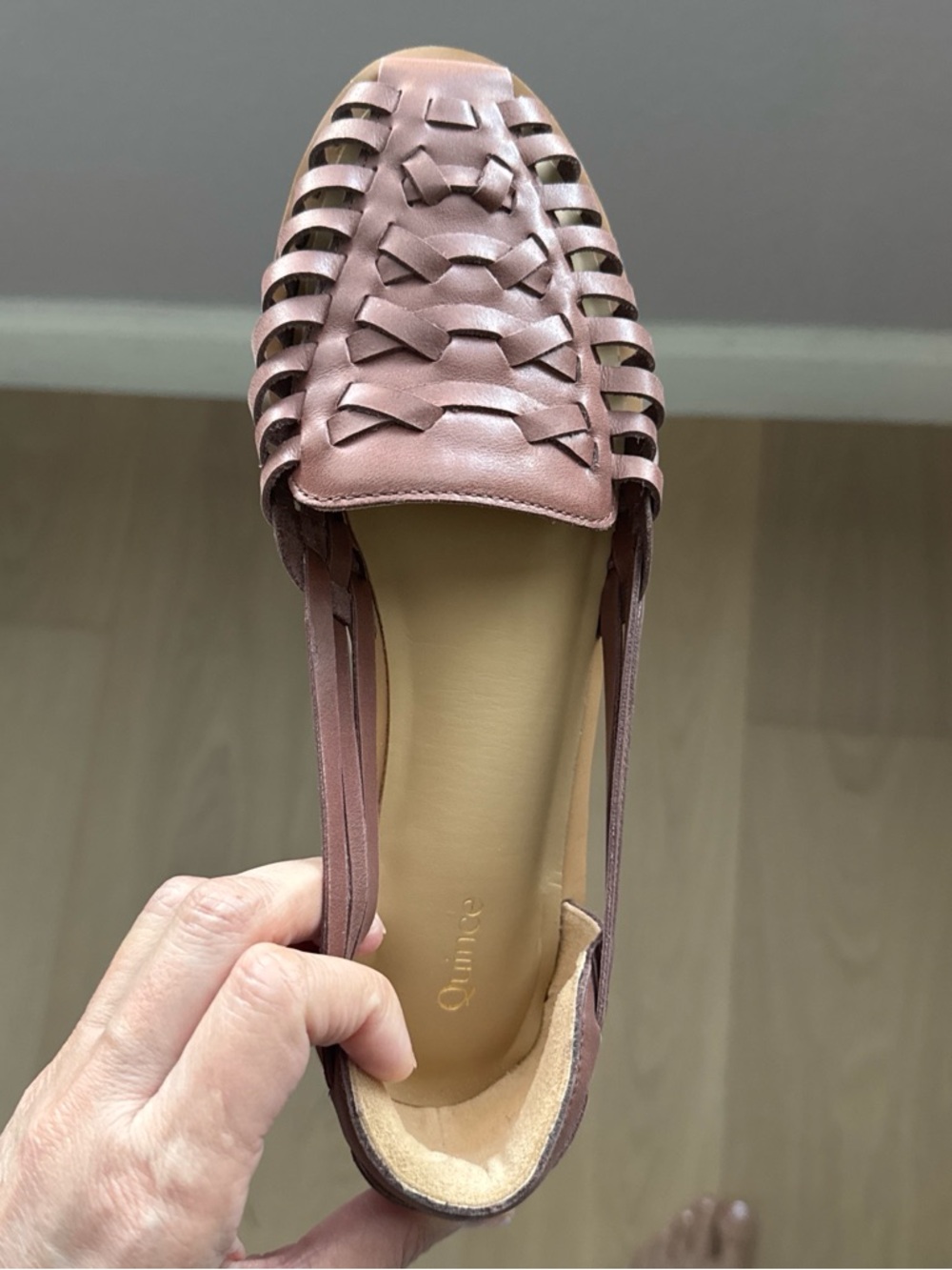 Quince Brandy Leather Huarache Slip-On Sandals